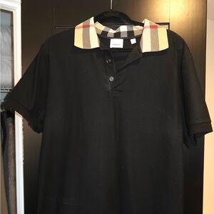 Burberry Black Polo with Checkered Collar